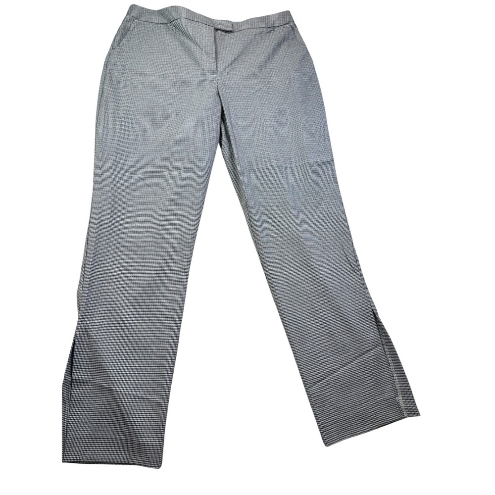Worthington Womens 16 Houndstooth Dress Pants Black White Straight Leg Stretch